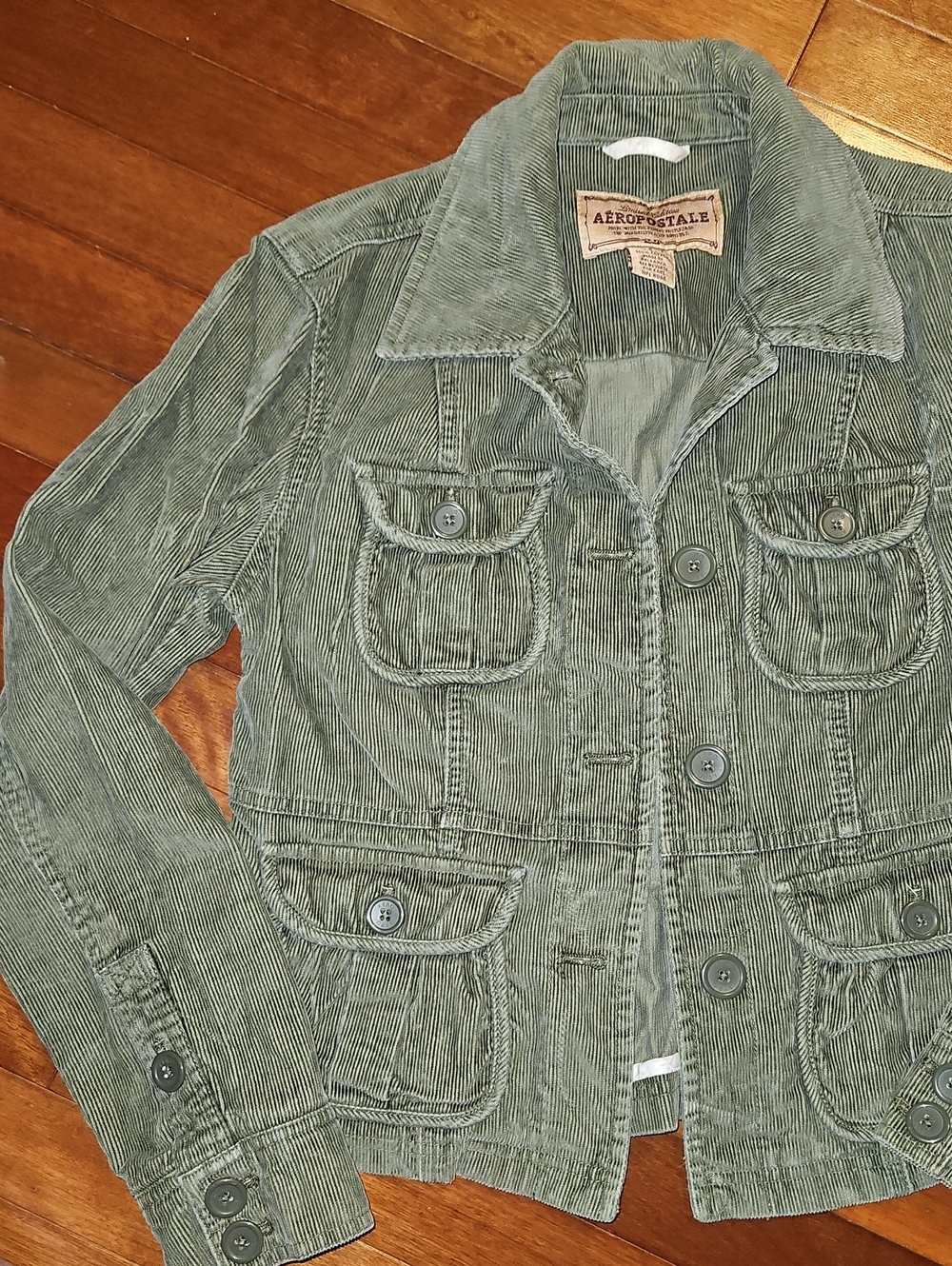 Aeropostale Women's Olive Corduroy Utility Jacket